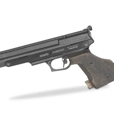 Gamo Compact 4.5mm Air Pistol - Official Product View Gamo Compact 4.5 mm target air pistol with walnut grip