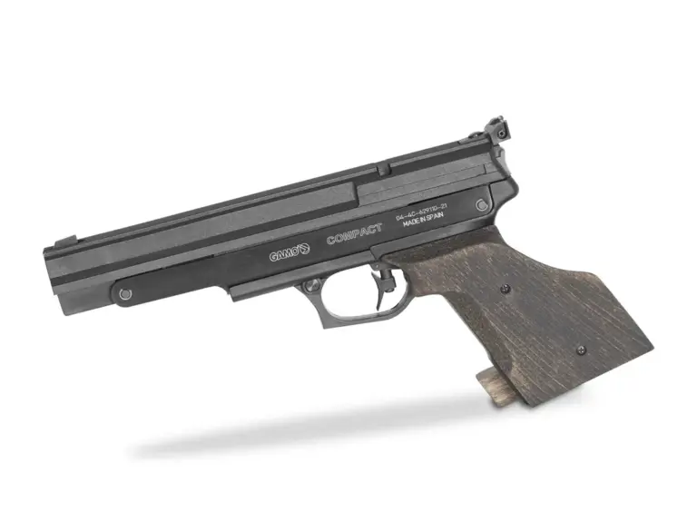Gamo Compact 4.5mm Air Pistol – Official Product View Gamo Compact 4.5 mm target air pistol with walnut grip