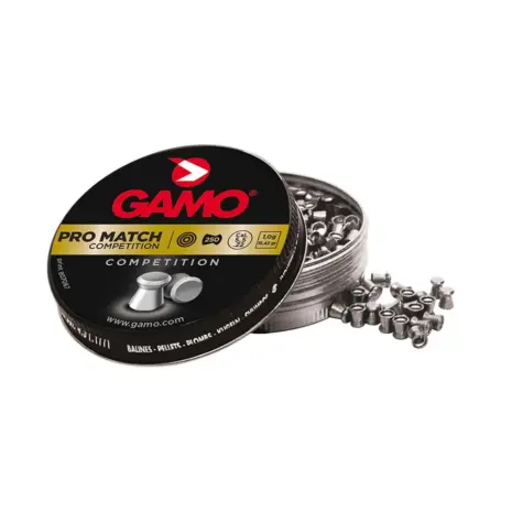 Gamo Pro Match 4.5mm 500 Pellets - Official Detail Gamo Pro Match 4.5 mm 500-count pellet tin with pellets
