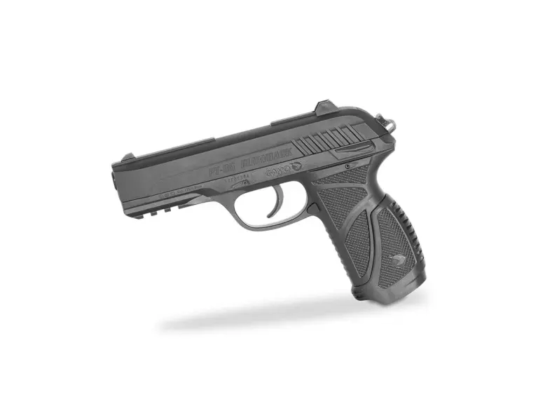 Gamo PT-85 Blowback CO2 Air Pistol Pack – Official Product View Gamo PT-85 Blowback 4.5 mm CO2 pellet pistol side view