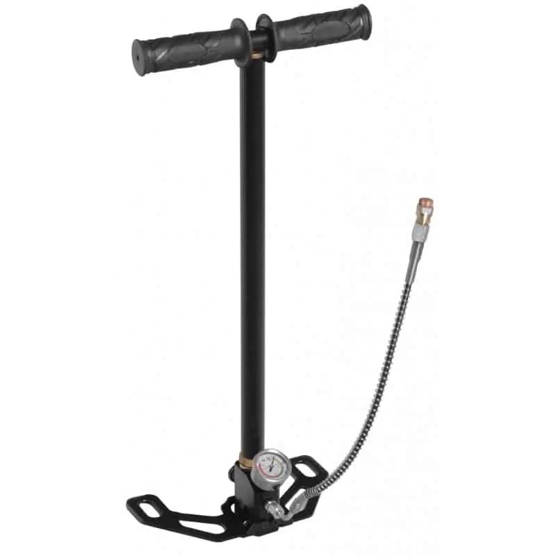 Gamo High Performance PCP Pump - black upright hand pump with hose and T-shaped handle