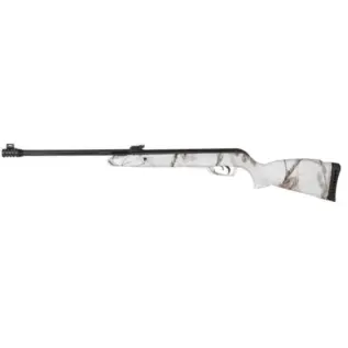 Gamo Black 1000 Winter 4.5mm Air Rifle - white camouflage-stock rifle shown in side view