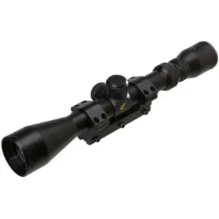 Gamo G3-9x40 WR 1PM Riflescope - angled view of black telescopic sight with mounting rail