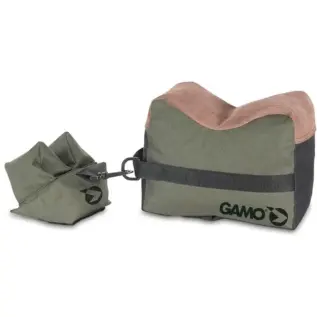 Gamo Shooting Bag - green and brown front and rear shooting rest bags connected by black strap