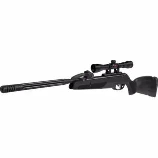 Home 2 Gamo Replay-10 Maxxim IGT Air Rifle - 4.5mm (With 4x32 Riflescope) - side view of black air rifle with scope
