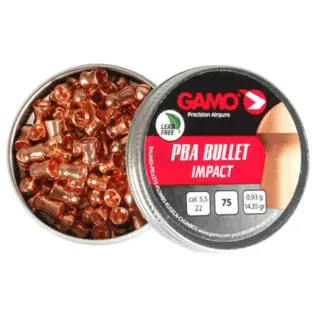 Open Gamo PBA Bullet 5.5mm 75-count tin and copper-coloured pellets