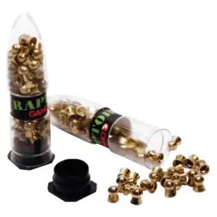 Gamo PBA Raptor 4.5mm pellets — blister pack detail Gamo PBA Raptor blister containers and loose gold-coloured pellets