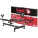 Gamo Rifle Rest - black adjustable rifle rest beside red and black retail box