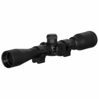 Gamo 4x32 IR Riflescope (With Rings) - black riflescope with two mounting rings and adjustment turret
