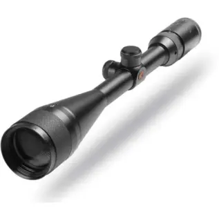 Gamo 6-24x50 MDAO Riflescope - angled view of black riflescope with adjustment turrets