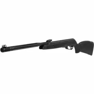 Gamo Black 1000 Air Rifle - 4.5mm - black rifle with vented muzzle shown at an angle