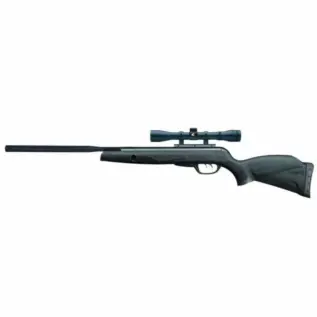 Gamo Black Bull Air Rifle - 4.5mm (With 4x32 Riflescope) - black air rifle with mounted riflescope shown in side view