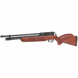 Home 28 Gamo Coyote PCP 4.5mm Air Rifle - side view of air rifle with brown wooden stock