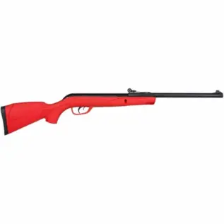 Home 18 Gamo Delta Red Air Rifle - 4.5mm - red-stock air rifle with black barrel shown in side view