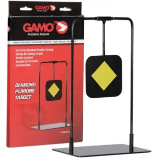 Gamo Diamond Plinking Target – diamond plinking target beside red and black retail box Gamo Diamond Plinking Target - diamond plinking target beside red and black retail box