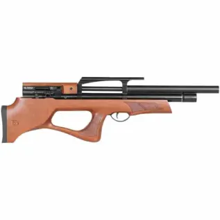Home 32 Gamo Furia Bullpup PCP Air Rifle - 5.5mm - side view of bullpup air rifle with brown thumbhole stock