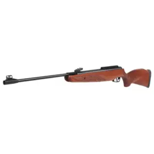 Gamo Hunter 1250 Grizzly Air Rifle - 4.5mm - side view of air rifle with brown wooden stock