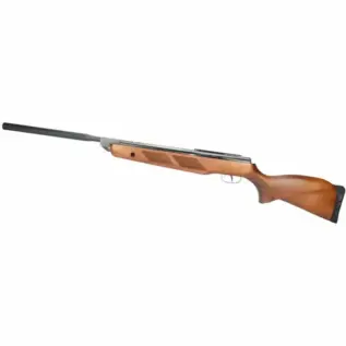 Gamo Hunter Extreme SE 4.5mm Air Rifle - wood-stock air rifle with long black barrel shown in side view