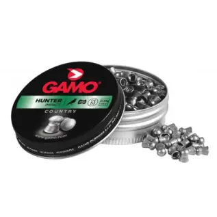 Home 50 Gamo Hunter Pellets - 4.5mm - open pellet tin with green label and loose pellets