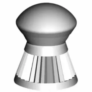 Gamo Hunter Pellets – 4.5mm – close-up of silver dome-headed pellet with fluted skirt Gamo Hunter Pellets - 4.5mm - close-up of silver dome-headed pellet with fluted skirt