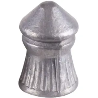 Gamo Magnum Pellets – 4.5mm (Pack of 250) – close-up of grey pointed pellet with ribbed skirt Gamo Magnum Pellets - 4.5mm (Pack of 250) - close-up of grey pointed pellet with ribbed skirt