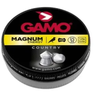 Gamo Magnum Pellets - 5.5mm (Pack of 250) - closed Magnum pellet tin with yellow label