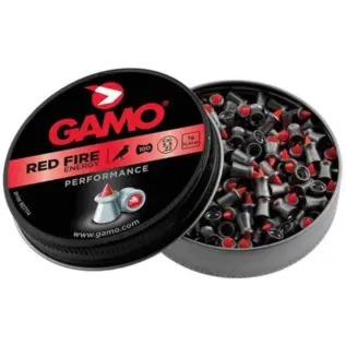Gamo Red Fire Pellets - 5.5mm (Pack of 100) - open Red Fire pellet tin with red label