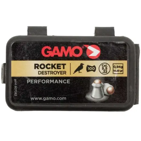 Gamo Rocket Pellets - 5.5mm (Pack of 100) - black rectangular Rocket pellet box with gold label Gamo Rocket Pellets - 5.5mm (Pack of 100) - black rectangular Rocket pellet box with gold label