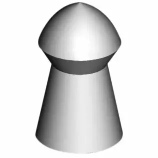 Gamo TS-22 Pellets – 5.5mm (Pack of 200) – illustration of grey rounded-head pellet Gamo TS-22 Pellets - 5.5mm (Pack of 200) - illustration of grey rounded-head pellet