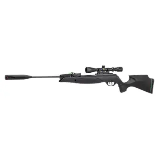 Home 1 Gamo Swarm Magnum Pro 10X Gen3i air rifles - black scoped air rifle with thumbhole stock and green recoil-pad trim